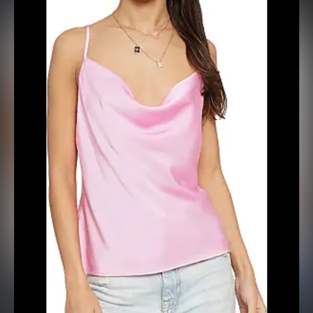 💞NWOT Nordstrom Rack Know One Cares Draped Neck Pink Satin Cami/crop top Size L